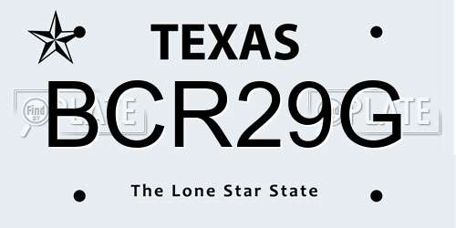 BCR29G Texas License Plate