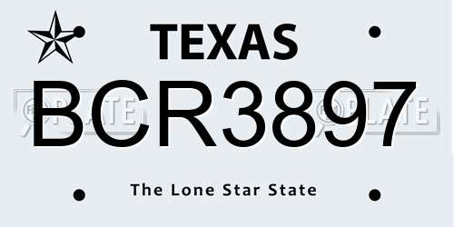 BCR3897 Texas License Plate