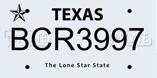 BCR3997 Texas License Plate
