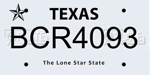 BCR4093 Texas License Plate