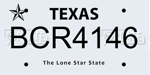 BCR4146 Texas License Plate