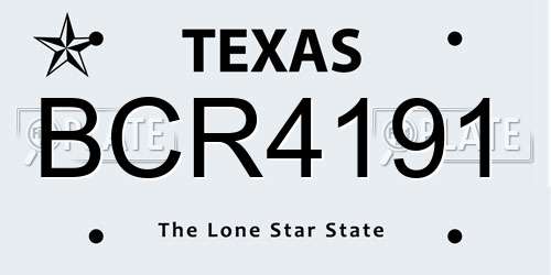 BCR4191 Texas License Plate