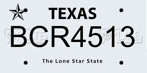 BCR4513 Texas License Plate
