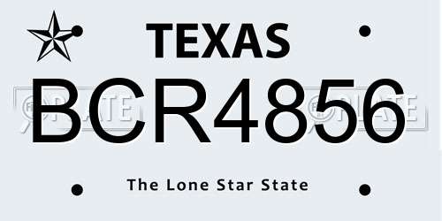BCR4856 Texas License Plate