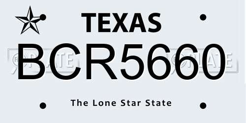 BCR5660 Texas License Plate
