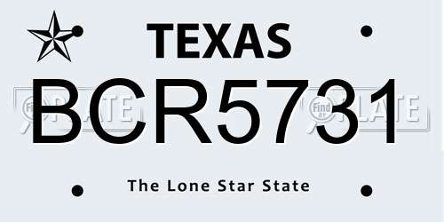 BCR5731 Texas License Plate