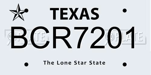 BCR7201 Texas License Plate