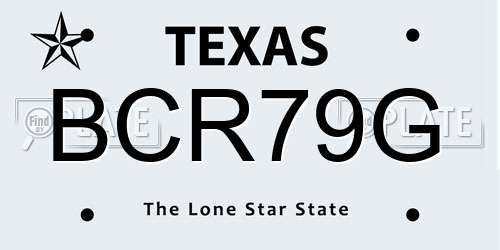 BCR79G Texas License Plate