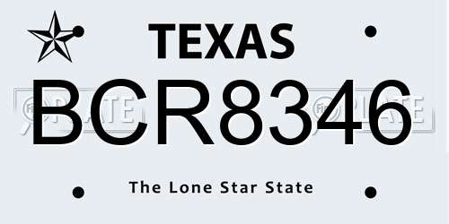 BCR8346 Texas License Plate