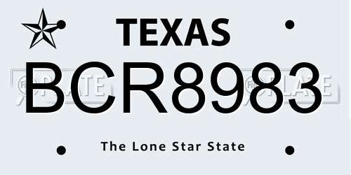 BCR8983 Texas License Plate