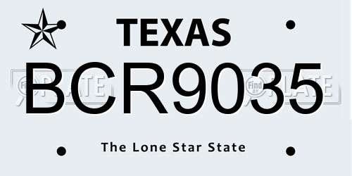 BCR9035 Texas License Plate