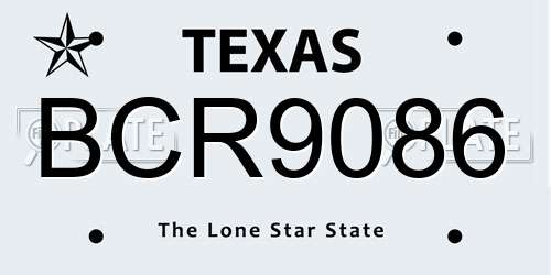 BCR9086 Texas License Plate