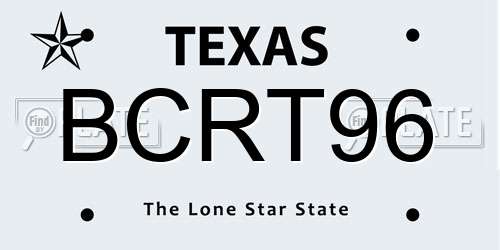BCRT96 Texas License Plate