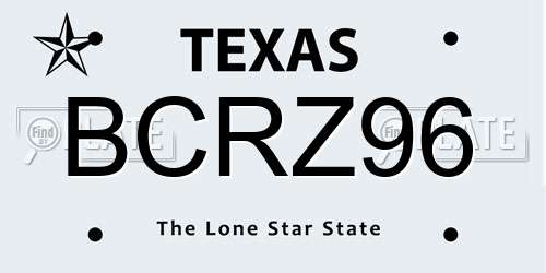 BCRZ96 Texas License Plate