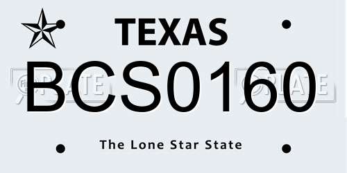 BCS0160 Texas License Plate