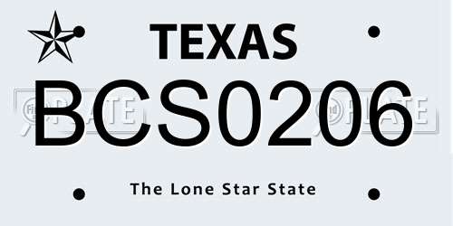 BCS0206 Texas License Plate