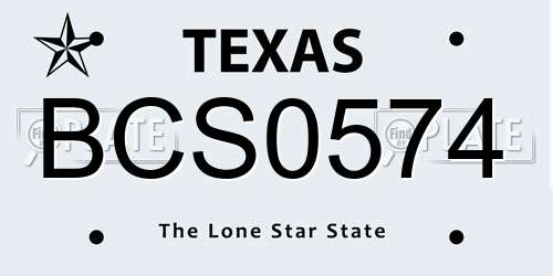 BCS0574 Texas License Plate