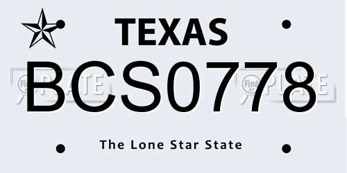 BCS0778 Texas License Plate