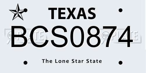 BCS0874 Texas License Plate