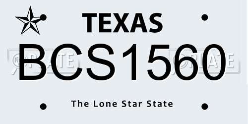 BCS1560 Texas License Plate