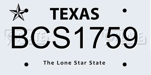 BCS1759 Texas License Plate