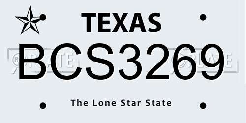 BCS3269 Texas License Plate
