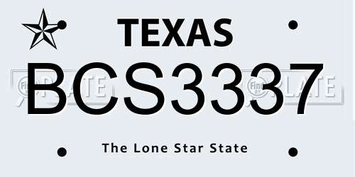 BCS3337 Texas License Plate