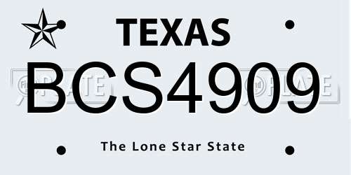 BCS4909 Texas License Plate