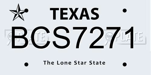 BCS7271 Texas License Plate