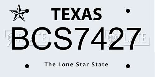 BCS7427 Texas License Plate