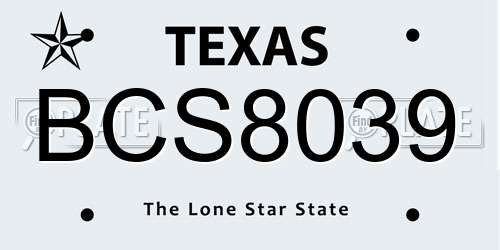 BCS8039 Texas License Plate