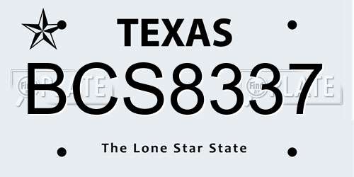 BCS8337 Texas License Plate