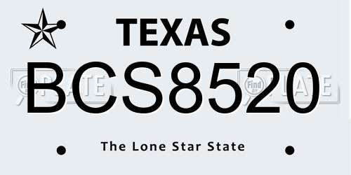 BCS8520 Texas License Plate