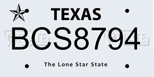 BCS8794 Texas License Plate