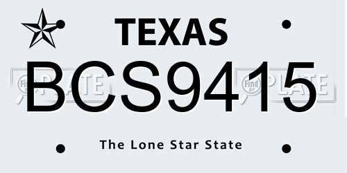 BCS9415 Texas License Plate