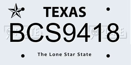 BCS9418 Texas License Plate
