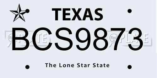 BCS9873 Texas License Plate
