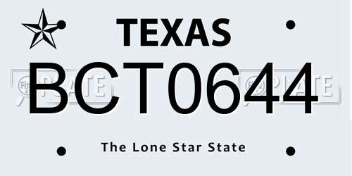 BCT0644 Texas License Plate
