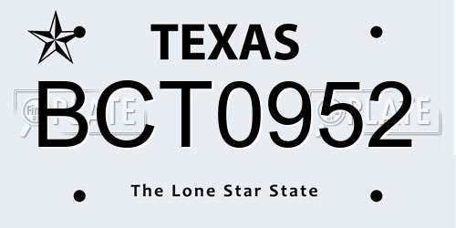 BCT0952 Texas License Plate
