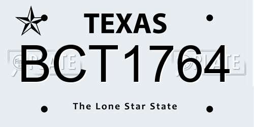 BCT1764 Texas License Plate