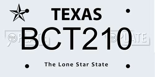 BCT210 Texas License Plate