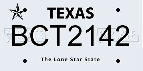 BCT2142 Texas License Plate
