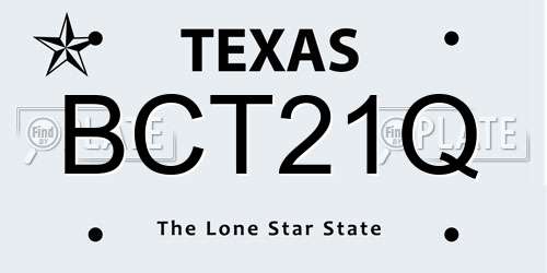 BCT21Q Texas License Plate