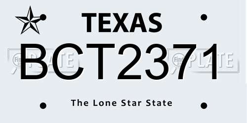 BCT2371 Texas License Plate