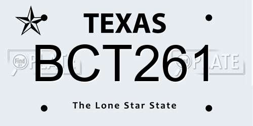BCT261 Texas License Plate
