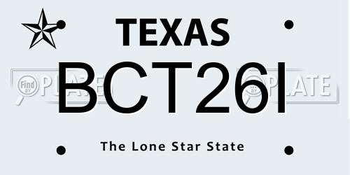 BCT26I Texas License Plate