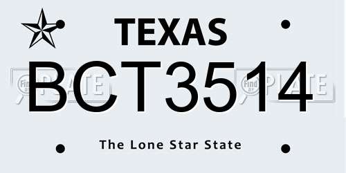 BCT3514 Texas License Plate