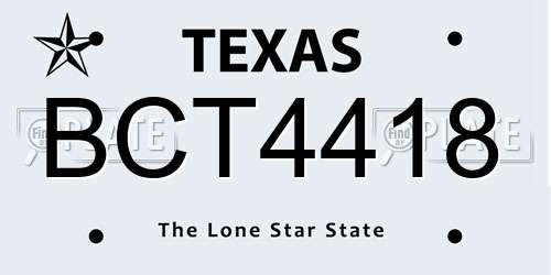 BCT4418 Texas License Plate