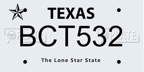 BCT532 Texas License Plate