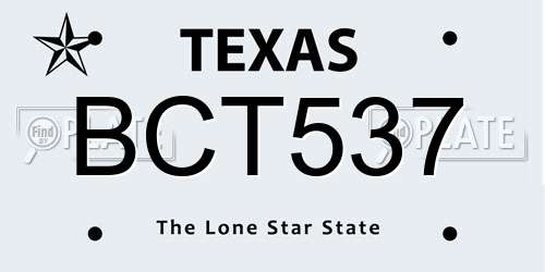 BCT537 Texas License Plate